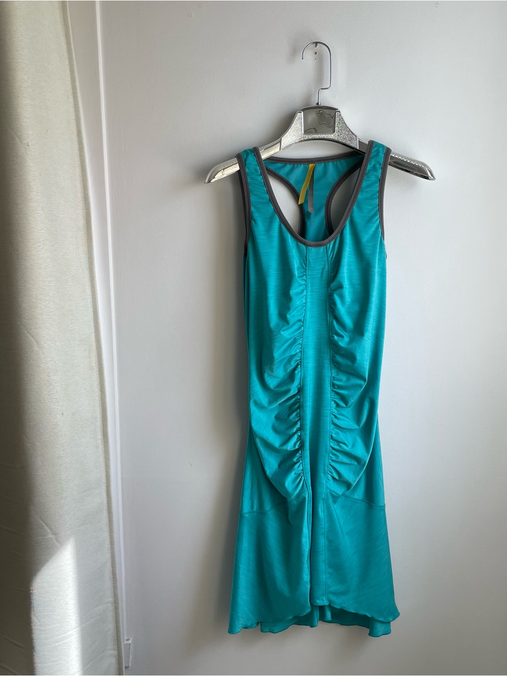 Lole Teal Ruched Racerback Sports Dress W/Integrated Bra Size M